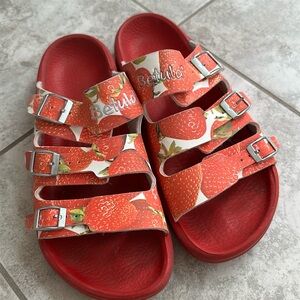 Betula birkis by Birkenstock strawberry print sandals